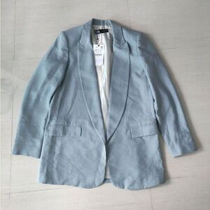 Zara light blue blazer jacket